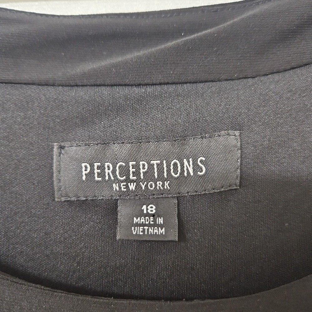 Perceptions New York Womens Sz 18 Shift Dress Sleeveless Stretchy Goth Corpcore - Picture 5 of 10